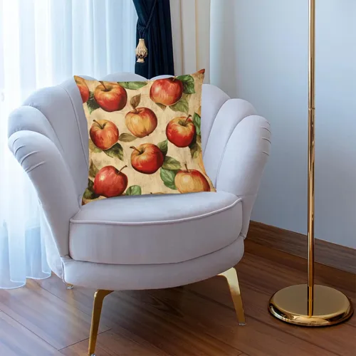 Vista 6 de Fundas de almohada vintage con manzanas y frutas marrones, fundas de cojín cuadradas para sofá, dormitorio, sala de estar, 16 x 16 pulgadas