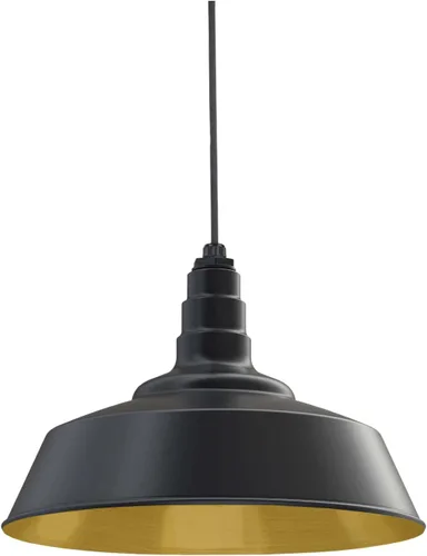 Vista 16 de Steel Lighting Co. Manhattan Warehouse Light Colgante montado en el techo Cúpula de 20 pulgadas vástago de 12 pulgadas Luz de granero