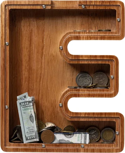 Vista 37 de Alcancía para niños y niñas, alcancía de madera con letra grande del alfabeto con inicial A, banco de monedas, regalos divertidos para cumpleaños