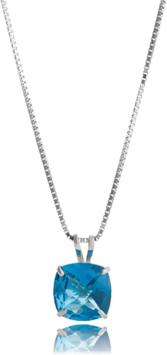 Vista 39 de MAX + STONE Cushion Cut Gemstone Necklace 8mm Solitaire Birthstone Necklace for Women Gemstone Pendant Necklaces with 18 inch Box Chain