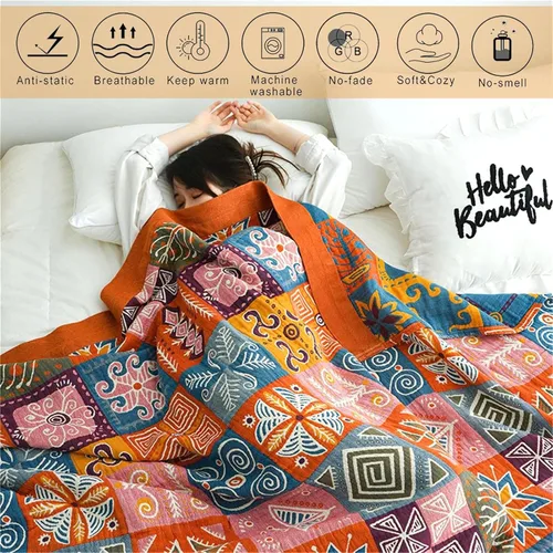Vista 187 de MSGKV - Manta bohemia/primaveral de algodón para sofá y sala de estar, de gasa acogedora, de 50 x 60 pulgadas 50"x60" Cotton Throw, Woven Bird