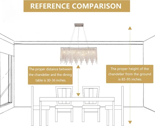 Vista 4 de Candelabro rectangular de cristal con forma de gota de lluvia, lámpara colgante moderna para colgar sobre la mesa para comedor, restaurantes, isla