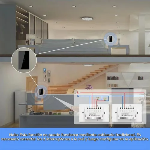 Vista 6 de Interruptor de luz de pared inteligente WiFi, estándar estadounidense, control de voz, panel de vidrio templado, interruptores táctiles Wi-Fi de 2.4