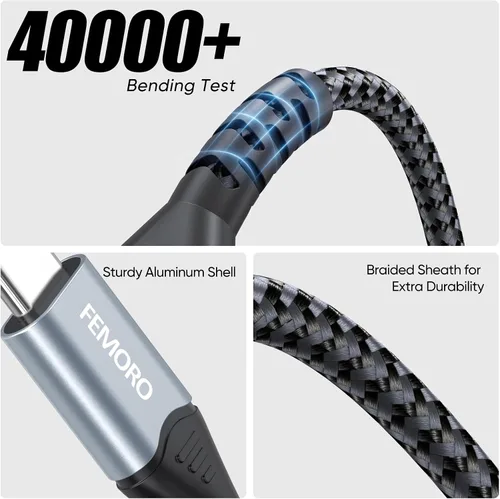 Vista 6 de FEMORO Cable USB C a Micro USB de 3 pies, microUSB a USB tipo C de 480 Mbps de transferencia de datos y cable OTG de carga de 12 W para teléfonos