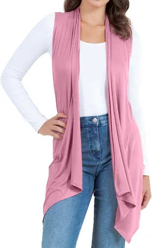 Vista 8 de Azules Sleeveless Cardigan for Women, Soft Lightweight Duster Open Front Sleeveless Long Cardigan Vest