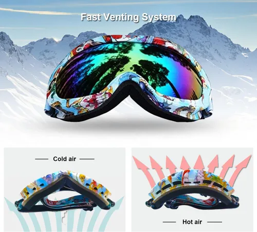 Vista 7 de Gafas de esquí para niños, gafas de snowboard para niños de 3 a 12 años