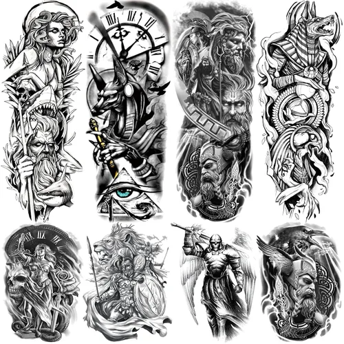 Vista 16 de Mangas temporales para tatuaje del 4 de julio para hombres y mujeres, 4 hojas grandes de brazo completo de Estados Unidos, patriótico 4 de julio