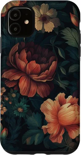 Vista 8 de Vintage Dark Flower Pattern Moody Floral Case for iPhone 17