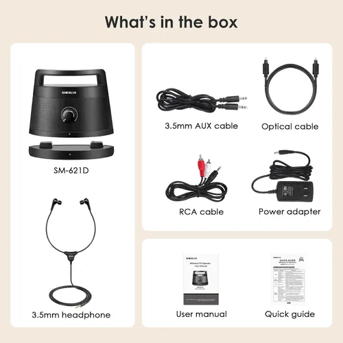 Vista 8 de SIMOLIO Altavoces inalámbricos 621D Plus para TV para personas mayores, altavoces de TV Bluetooth para personas con problemas auditivos, ancianos, 3