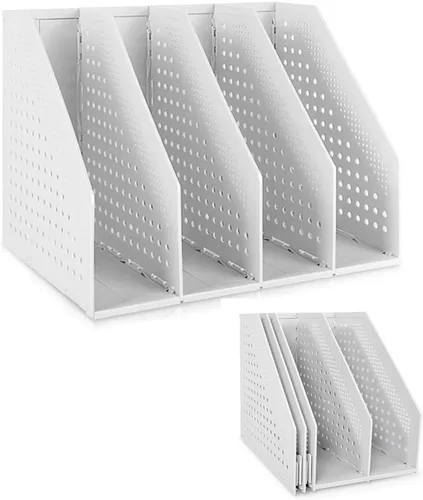 Vista 8 de SAYEEC 1 pieza Organizador de archivos de revistas plegable de plástico con organizador de carpetas vertical para escritorio, organizador