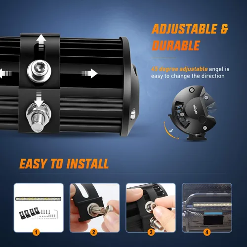 Vista 7 de Nilight 18024C-A barra de 20 pulgadas 420w, combo de punto de inundación de triple fila 42000LM, barra con luces LED para todoterreno o para camiones