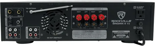Vista 3 de Rockville SINGMIX 5 V2 2000w amplificador y mezclador Bluetooth para karaoke/pro/hogar