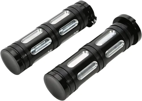 Vista 2 de Manijas de manillar CNC de alta resistencia de 1" para Touring Sportster Dyna Softail V-Rod (negro)
