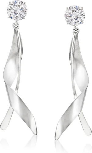 Vista 4 de Ross-Simons Chaquetas de aretes de gota trenzados de oro blanco de 14 quilates, Oro, no conocido