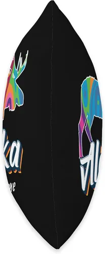 Vista 2 de Nome Alaska USA Colorful Moose Art Vacation Souvenir Throw Pillow