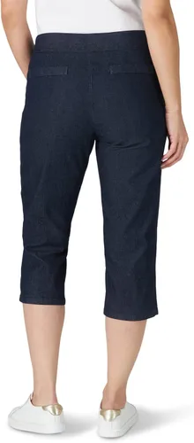 Vista 3 de Pantalones capri para mujer, elegantes, clásicos, de ajuste fácil, y cintura elástica.