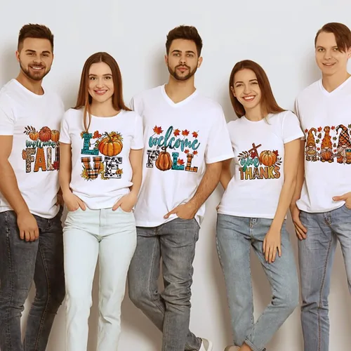 Vista 6 de Parches de planchado de otoño para ropa con diseño de calabaza, transferencias de planchado de otoño, hojas de arce, gnomo, pegatinas