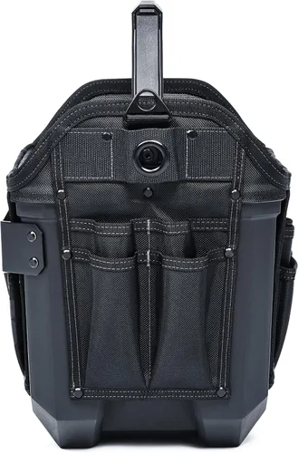 Vista 3 de ToughBuilt Serie ClipTech – Bolsa de herramientas de boca masiva de 12 pulgadas, bolsa de cuerpo duro de apertura amplia con 25 bolsillos, barra