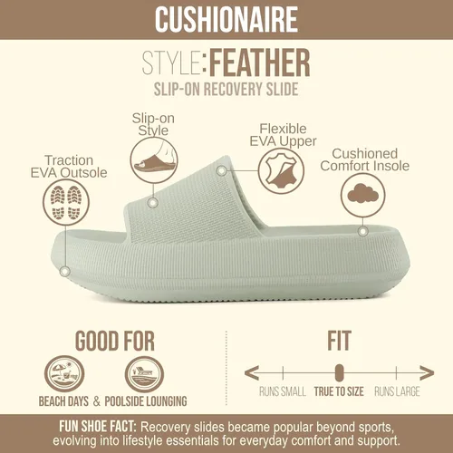 Vista 4 de CUSHIONAIRE Sandalias Feather de EVA para Mujeres – Cómodas Pantuflas Deslizables para Mujeres, Zapatos de Ducha para Interiores y Exteriores Verde