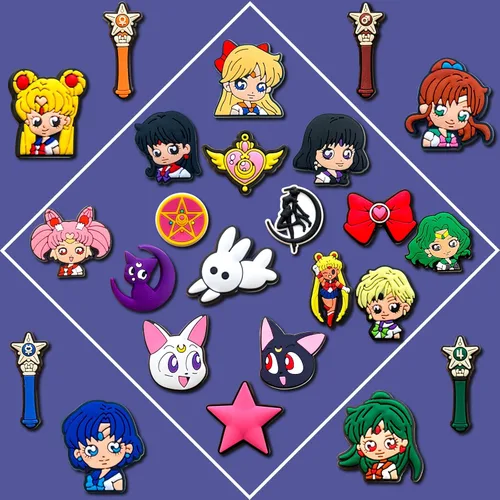 Vista 2 de Shiomay 25, 36 dijes de decoración de zapatos para niñas para niños y adolescentes, dijes de anime para zuecos sandalias, pulseras, decoración