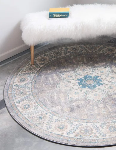 Vista 15 de Unique Loom Salzburg Collection - Alfombra clásica de diseño tradicional oriental con borde (2 pies x 6 pies, color beige/azul)