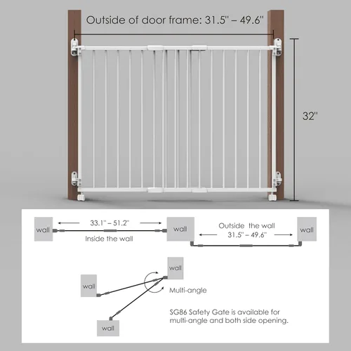 Vista 7 de Yeagle Protector enrollable extensible, puerta ajustable para perros de 33 a 51 pulgadas para escaleras, puertas, pasillos, sin riel inferior