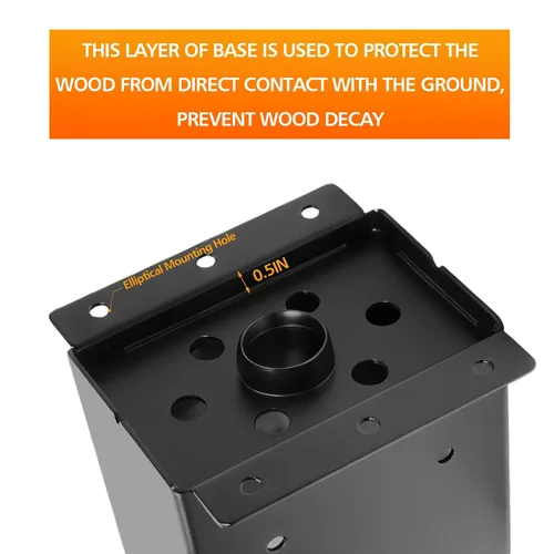 Vista 3 de 2 postes de 4 x 6 pulgadas (tamaño interior de 3.6 x 5.6 pulgadas) Carbon Steel Post Anchor Outdoor for Support Deck Base Plate Pergola Brackets