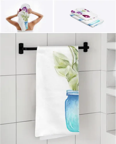 Vista 7 de Tulip Flower Bath Towels for Bathroom Set - Luxury Towels Gifts for Women,Quick Dry Beach Kitchen Hand Hair Face Yoga Workout Gym Towel and Dish