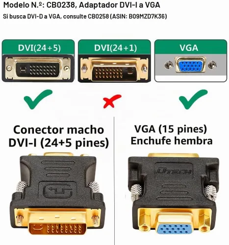 Vista 3 de DTech DVI macho a VGA hembra adaptador de alta velocidad DVI-I24+convertidor de 5 puertos para HDTV, plasma, DVD y proyector