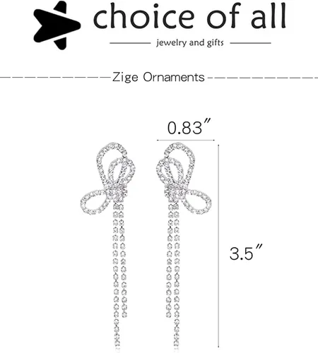 Vista 7 de Aretes de lazo para mujeres, adolescentes y niñas, aretes colgantes de perlas doradas de moda, con lazo, boda, fiesta, accesorio de joyería diaria