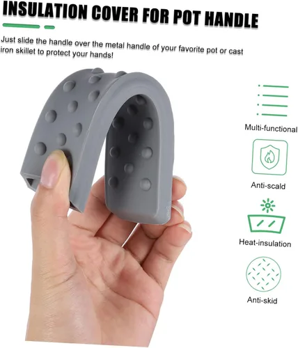Vista 7 de Uonlytech - Funda de silicona para mango de olla de escaldado, funda sin sartén para calor, diseño ligero que se adapta a asas de utensilios