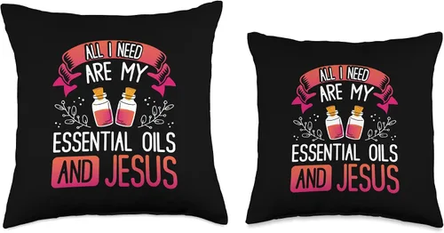 Vista 3 de Christian EO Practitioner All I Need Essential Oils Jesus Throw Pillow