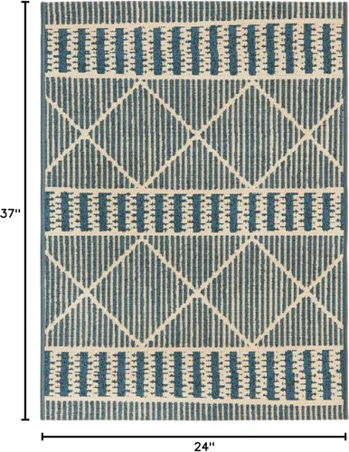 Vista 2 de Unique Loom Outdoor Trellis Collection - Alfombra de área - Dalyan (2 x 3 pies 1 pulgada, rectangular, azul/marfil)