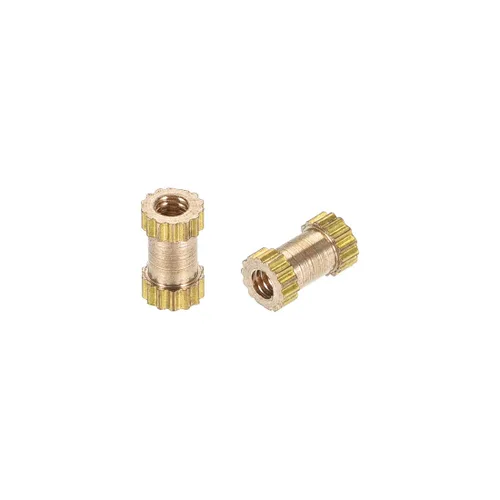 Vista 4 de uxcell Tuercas de inserción moleteadas, M2 x 0.118 in (L) x 0.138 in (OD) Rosca hembra Kit surtido de latón 50 piezas