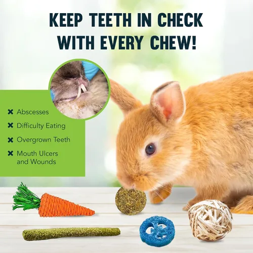 Vista 6 de JOR 20 accesorios para jaula de conejo, enriquecimiento de conejillo de indias, artículos esenciales de conejo, masticables de hámster para dientes