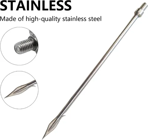 Vista 3 de Brazo de pesca telescópico de 6.2 pies con 3 dientes, gancho de pesca telescópico de acero inoxidable con tornillo de 8 mm, arpones barbados