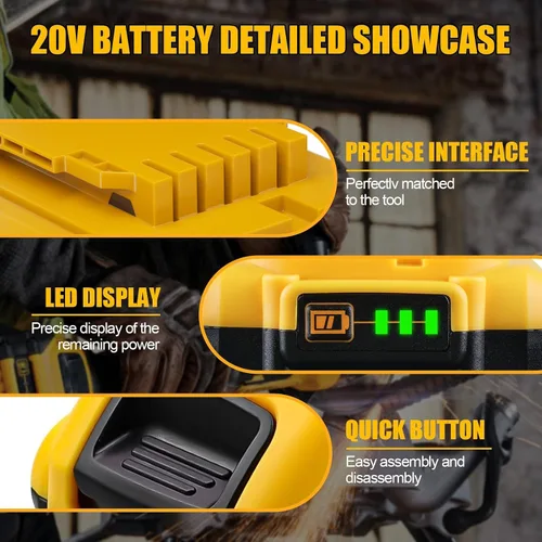 Vista 3 de Paquete de 4 baterías de repuesto DCB203 para DEWALT 20V MAX, 3.0-Ah, compatible con herramientas eléctricas inalámbricas Dewalt de 20 voltios