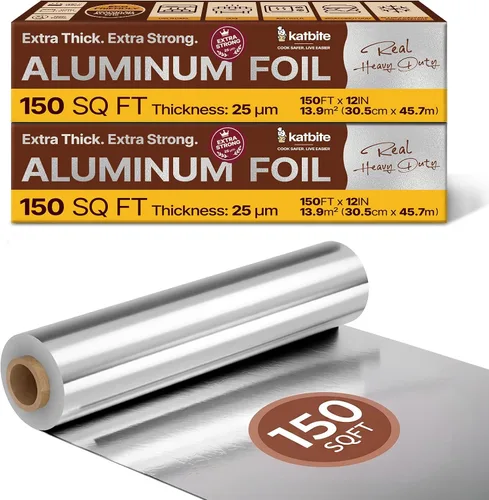 Vista 12 de Katbite Rollo de papel de aluminio, resistente de 12 pulgadas x 150 pies, rollo de aluminio resistente de 30 micras de grosor con cortador