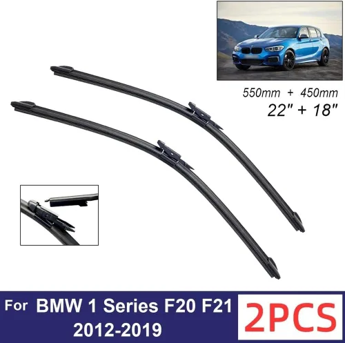 Vista 2 de Limpiaparabrisas de coche compatible con BMW Serie 1 F20 F21 114i 116i 118i 120i 125i M135i M140i 116d 118d 125d 2012-2019 Limpiaparabrisas de goma