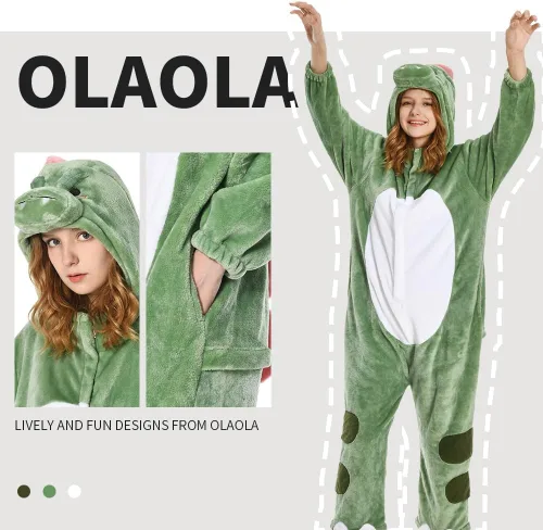Vista 6 de OLAOLA Pijama de una pieza para adultos, disfraz de Halloween de animales, unisex, pijama de felpa para cosplay