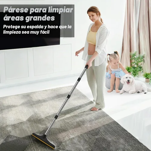 Vista 4 de Rastrillo de alfombra B-Land para depilación de mascotas, escoba raspadora de alfombras reutilizable Pet Hair Remover with 60” Adjustable Long