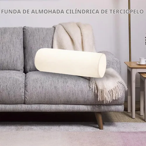 Vista 3 de Fundas de almohada cilíndricas de terciopelo para el cuello de 16 x 6 pulgadas con cremallera oculta para decoración del hogar, almohada cervical