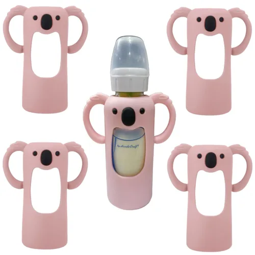 Vista 10 de 2 fundas de silicona para biberón de vidrio estrecho Dr. Brown de 4 onzas Beige
