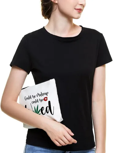 Vista 6 de Fokongna Bolsa de Maquillaje Divertida de Marihuana, Regalos divertidos para mejor amiga, Regalos de Broma para mujeres, Regalo de Viaje