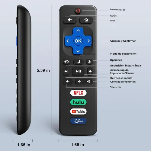 Vista 9 de Paquete de 4 controles remotos de repuesto para Roku TV, control remoto