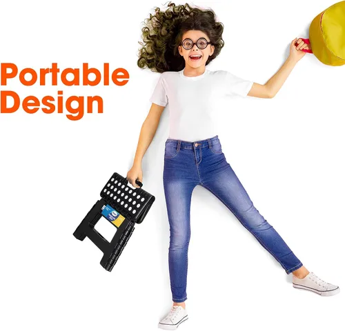 Vista 5 de Korpai Taburete plegable de 9 pulgadas para adultos, niños, taburetes plegables antideslizantes con mango portátil, taburete plegable de plástico