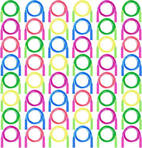 Vista 7 de Aneco Paquete de 30 cuerdas de saltar para niños, 7.3 pies, cuerdas de saltar coloridas para niños, grandes actividades deportivas, regalos
