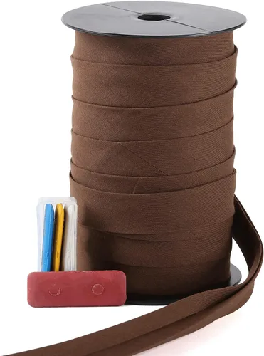 Vista 15 de Cinta al bies de doble pliegue de 1 pulgada, cinta de encuadernación al bies de doble pliegue de 55 yardas (beige) y 4 piezas de tiza de tela