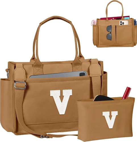 Vista 179 de Easter Basket Stuffers, Initial Tote Bag with Makeup Bag, Birthday Gifts for Women, Teen Girl Gifts Trendy Stuff