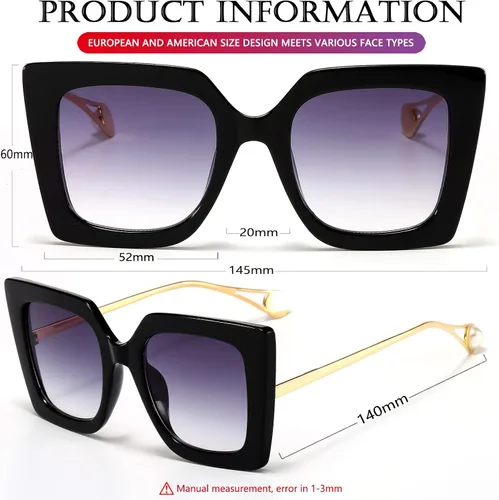 Vista 6 de AIEYEZO Gafas de sol de moda para mujer, gafas de sol de marco cuadrado de moda con protección UV400